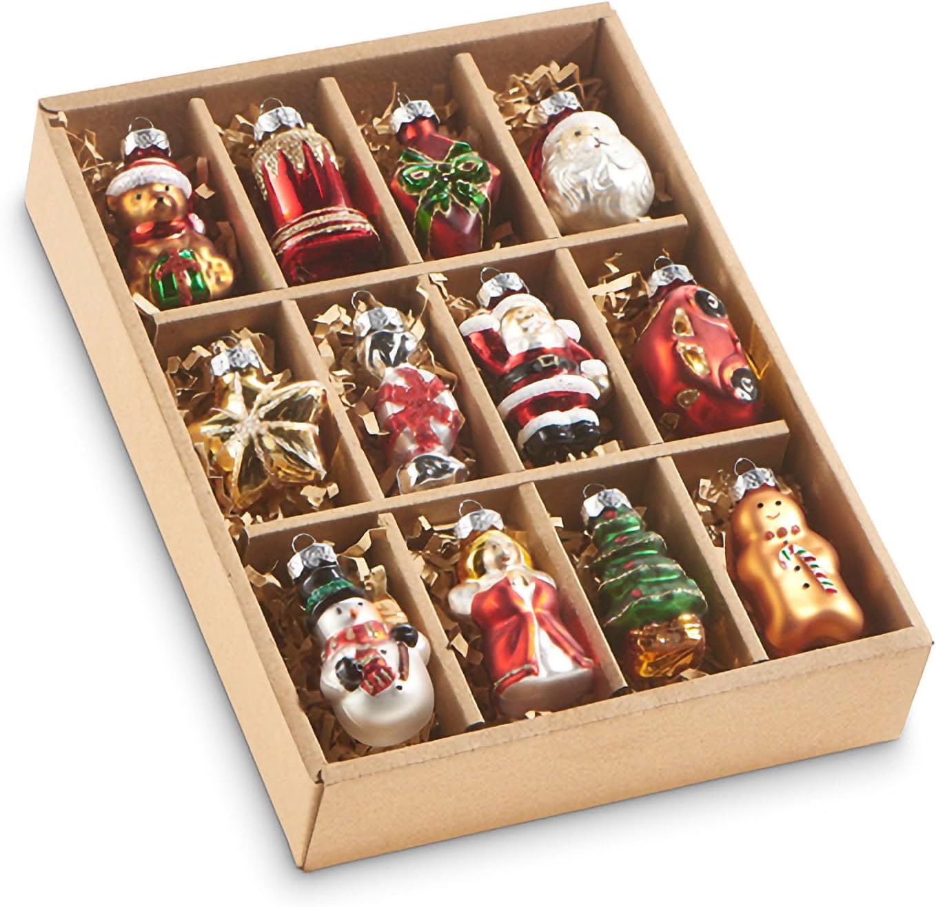 RAZ Imports Vintage Traditional Christmas Ornaments, 2-inch Height, Glass, Set of 12, Christmas, Home Decor