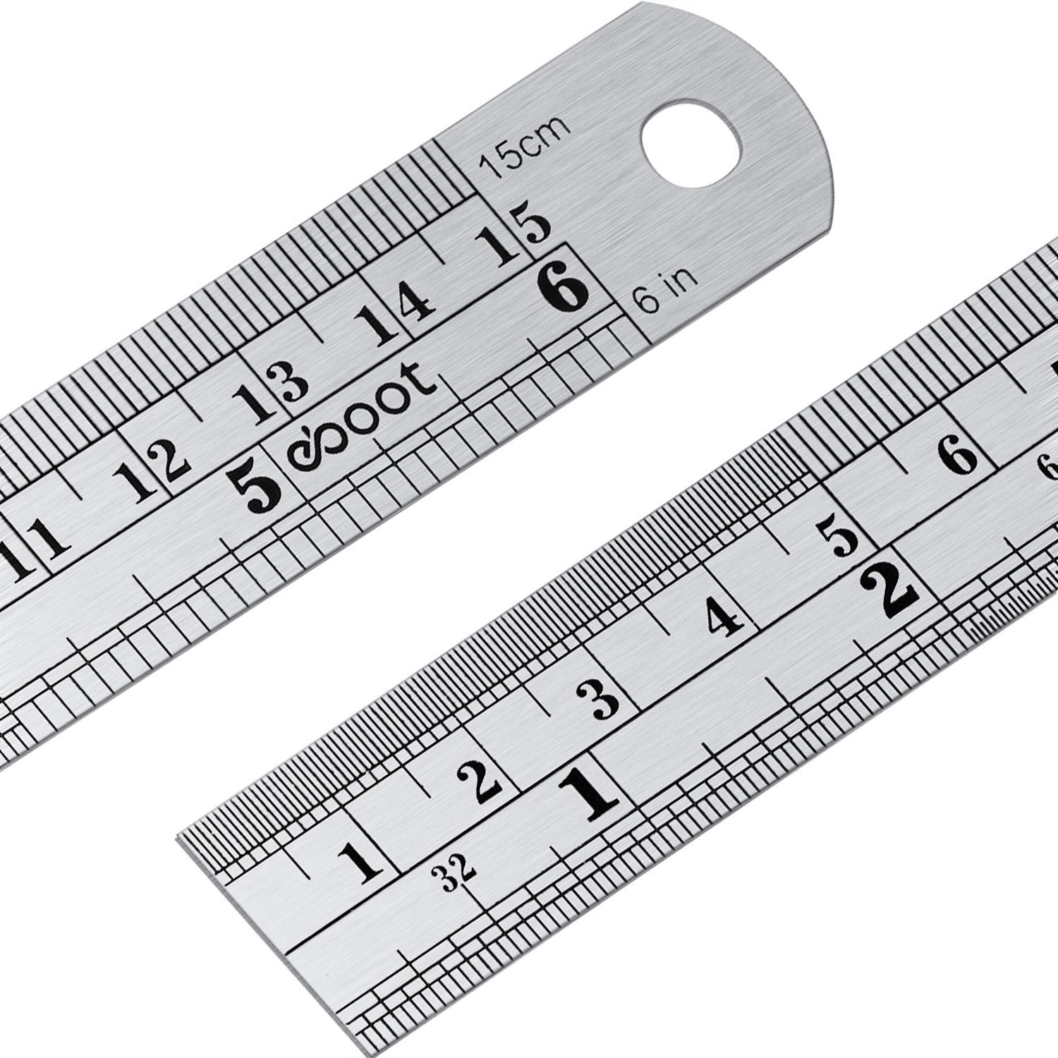 Eboot Stainless 2 Pack Steel Ruler 6 Inch and 12 Inch Metal Rule Kit with Conversion Table