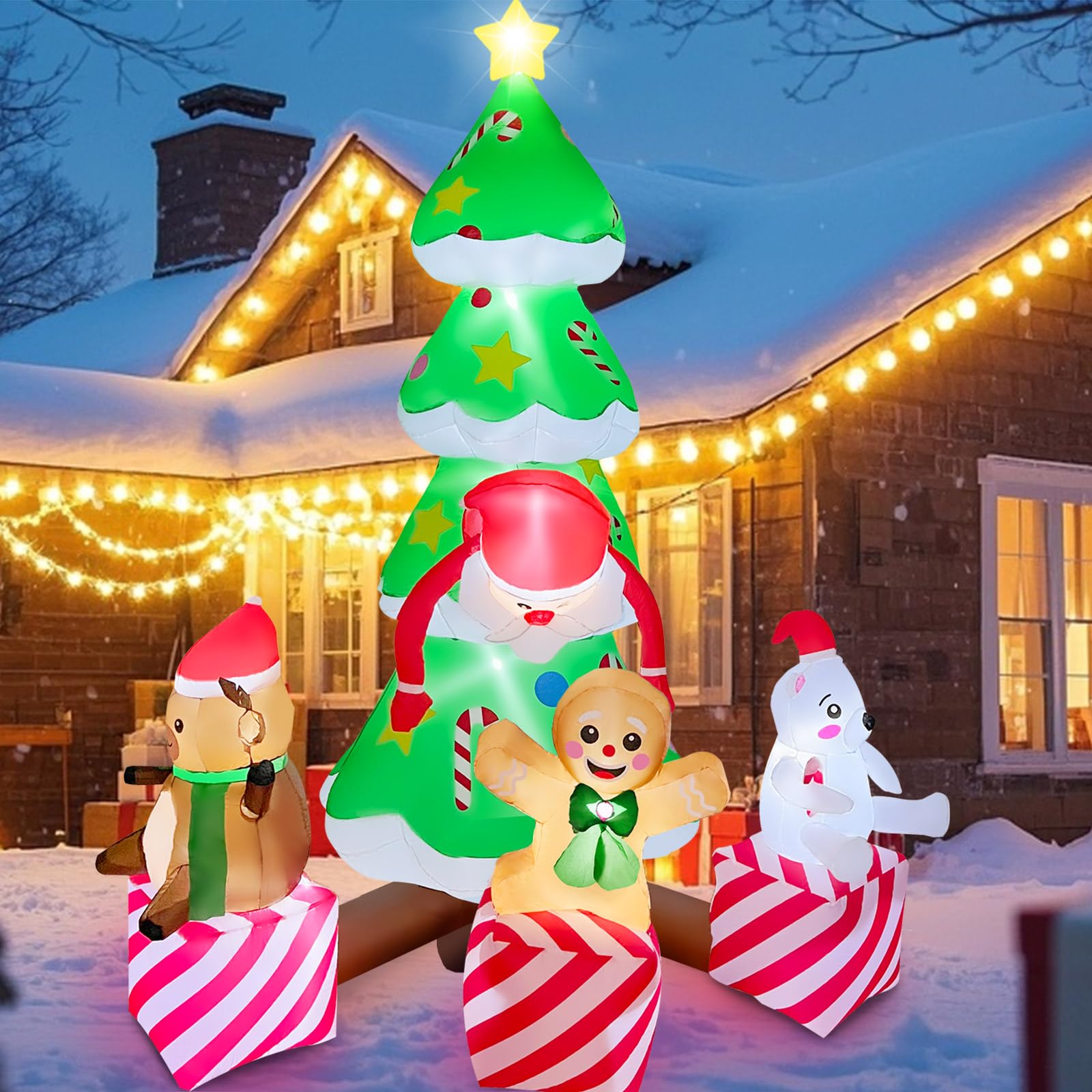 2025 Christmas Inflatable Santa 6FT Holding Sign Santa Claus Christmas Inflatables Outdoor Decorations Xmas Santa Blow Up Yard Decor with 8 Built-in LEDs for Holiday Party Yard Garden Lawn Decor