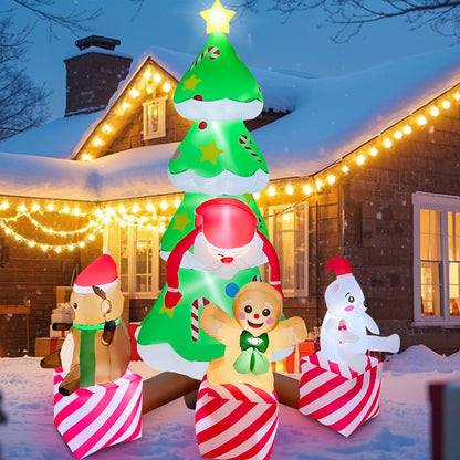 2025 Christmas Inflatable Santa 6FT Holding Sign Santa Claus Christmas Inflatables Outdoor Decorations Xmas Santa Blow Up Yard Decor with 8 Built-in LEDs for Holiday Party Yard Garden Lawn Decor