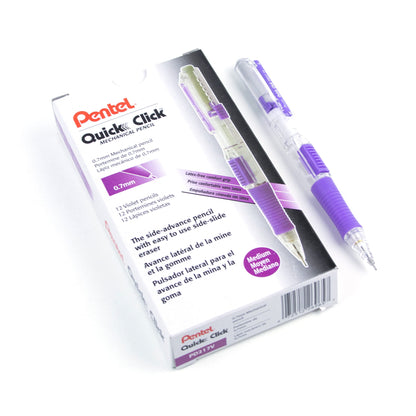 Pentel Quick Click Mechanical Pencil, (0.7mm), Medium, Gray Barrel, Box of 12 Pencils (PD217N)
