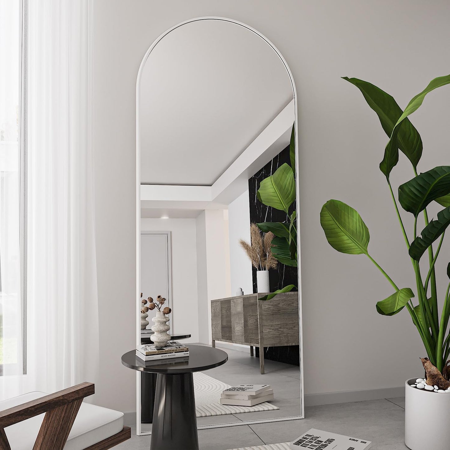TinyTimes 64''x21'' Arched Full Length Mirror with Stand, Full Body Mirror, Mirrors Full Length Floor Freestanding, Wall Mounted Mirrors for Bedroom Living Room Cloakroom (Gold)