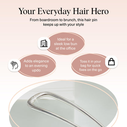 Kitsch Metal French Hair Pin for Women - Elegant Hair Accessories, Ideal for Buns & French Twist, Designed for a Secure, Comfortable Fit | Ideal Gifts for Women - Hematite