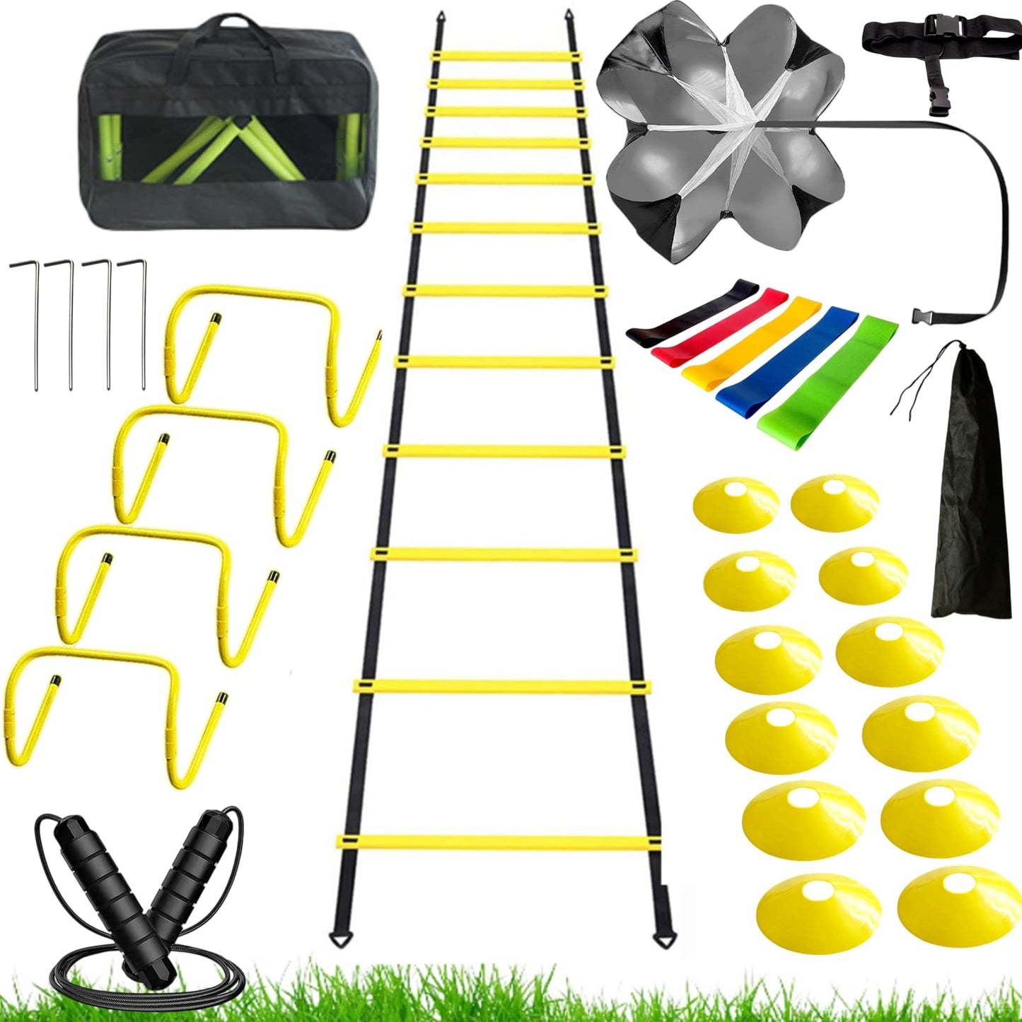 KATZEIST Agility Training Equipment, Kids Soccer Hurdles Agility Ladder Equipment Set Agility Training kit for Football, Soccer, Basketball,Speed and Agility Training kit