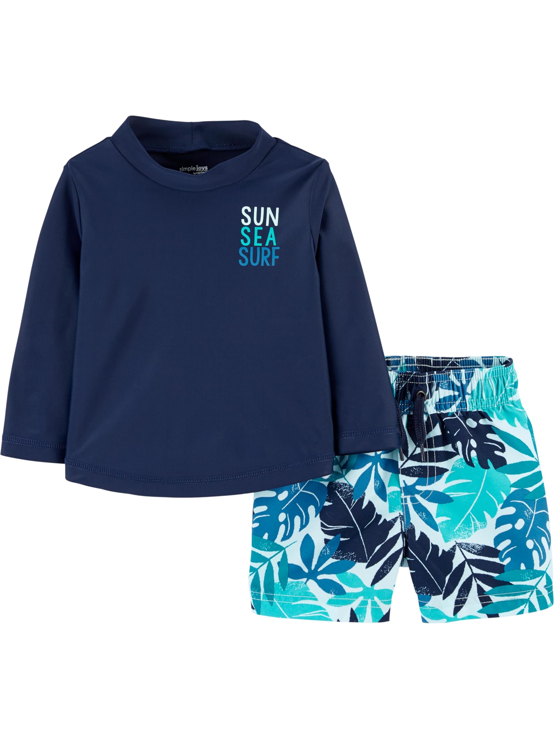 Simple Joys by Carter's Toddlers and Baby Boys' Swimsuit Trunk and Rashguard Set