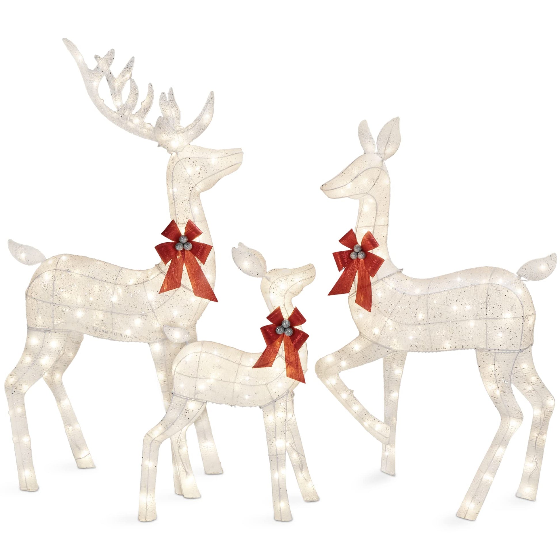 Best Choice Products 3-Piece Large Lighted Christmas Deer Family Set 5Ft Outdoor Yard Decoration with 360 LED Lights, Stakes, Zip Ties - Gold