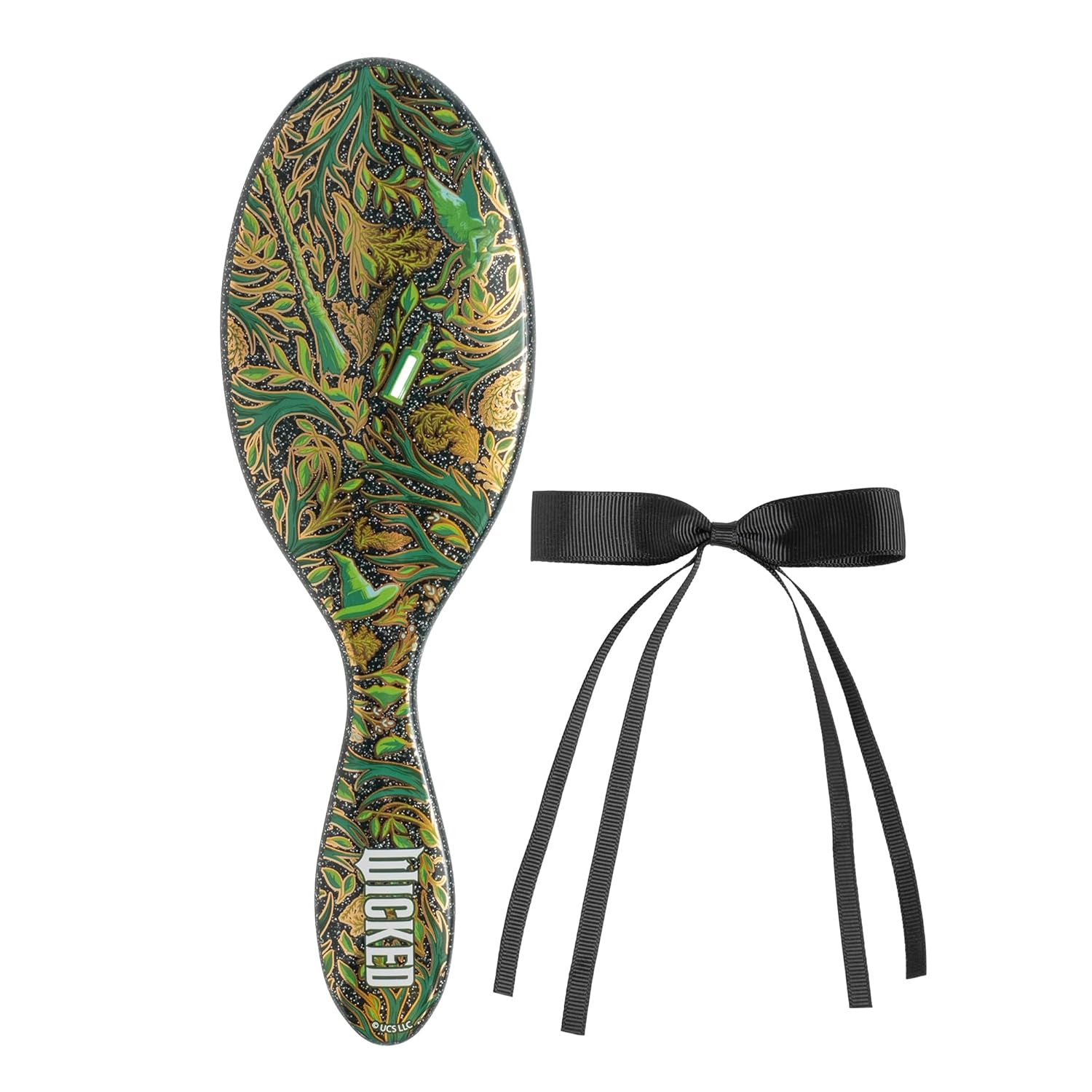 Wet Brush Original Detangler Hair Brush Elphaba (Wicked For Good) Kit - Ultra-Soft IntelliFlex Bristles - Detangling Brush Glides Through Tangles For All Hair Types (Wet & Dry) - 1 Brush & 1 Bow