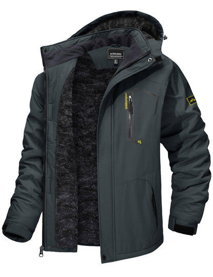 TACVASEN Men's Winter Skiing Jackets Water Resistant Fleece Coats Insulated Thermal Snowboard Jacket Parka Raincoat with Hood