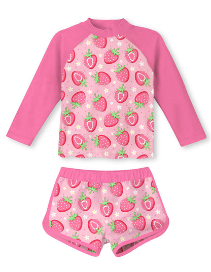 Vogseek Girls Rash Guard Two Pieces Swimsuit Long Sleeve Bathing Suit for 3-10 Years