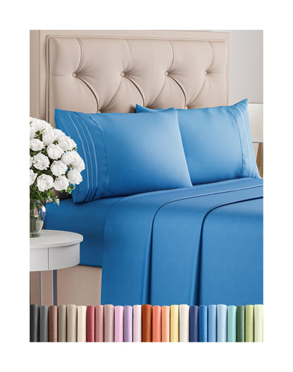 Queen Size 4 Piece Sheet Set - Comfy Breathable & Cooling Bed Sheets Set - Hotel Luxury Bedding for Women, Men, Kids, Teens, Boys & Girls - Deep Pockets, Ultra-Soft, Wrinkle Free - Oeko-Tex - Black