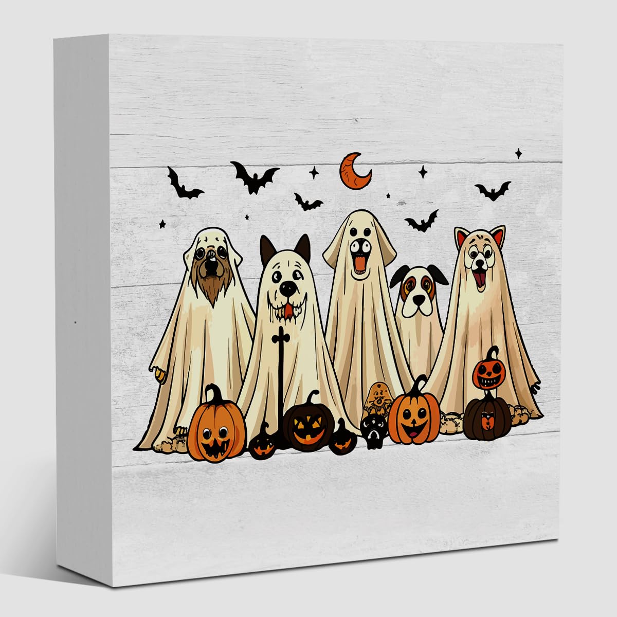 Cute Halloween Decor, Happy Halloween Dog Decorations, Spooky Ghost Decor for Home Office, Spider Webs Scary Decorations 5 x 5 inches A11