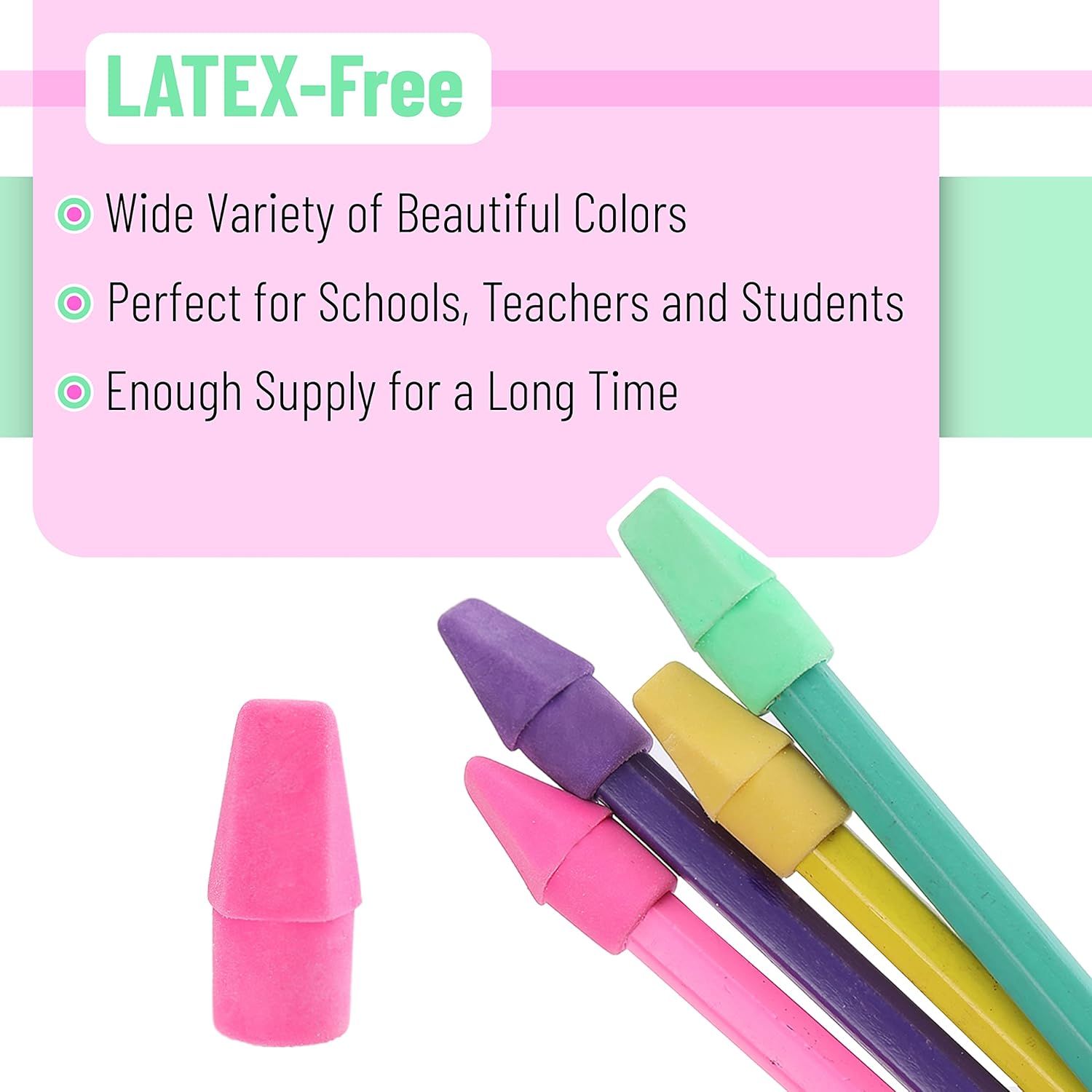 Mr. Pen Erasers for Pencils, 120 Pack, Pencil Top Erasers, Eraser Caps, Cap Tops, Topper Erasers. Ereaser