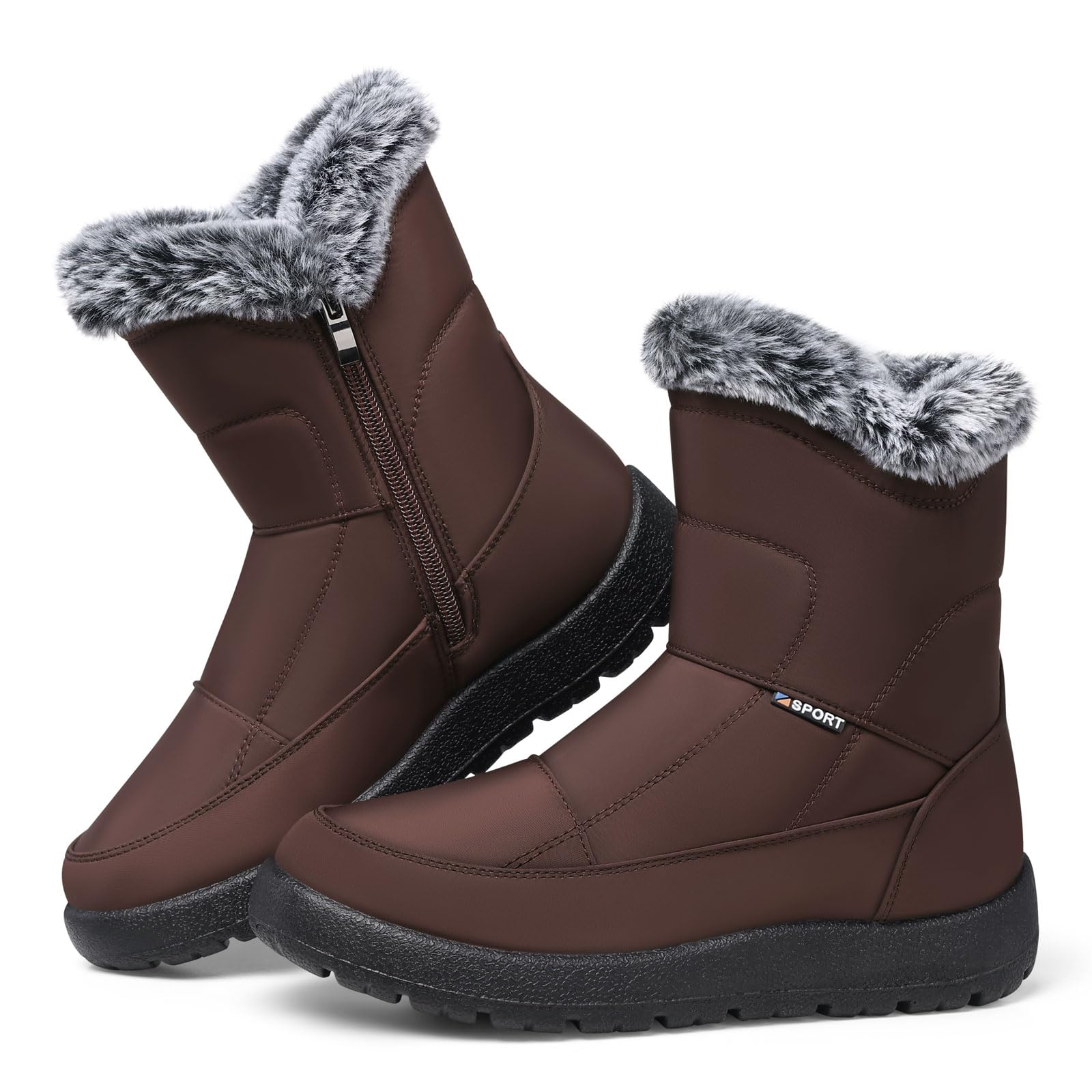 SHIBEVER Women's Snow Boots Winter: Waterproof Fur Lined Anti-Slip Ankle Booties Outdoor Comfortable Warm Women Snow Boot