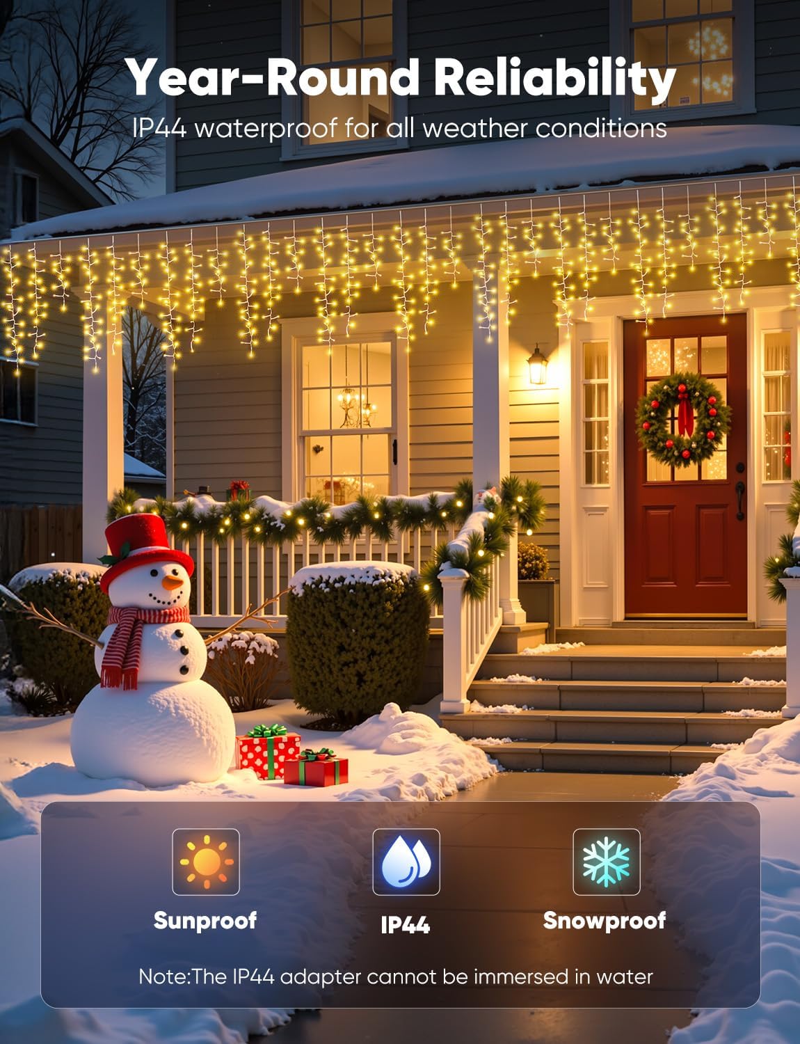 Brightown Icicle Christmas Lights Outdoor, 33FT 1020 LED Cluster Icicle Lights with 51 Drop,12 Mode, Connectable Firecracker Light with Timer, Waterproof Christmas Light Outdoor, Warm White