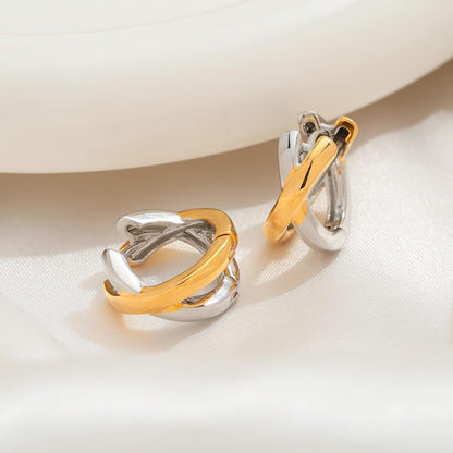 Gold Hoop Earrings For Women Trendy Mixed Metal Earrings Two Tone Earring Gold And Silver Earring Fashion Knot Jewelry Gift