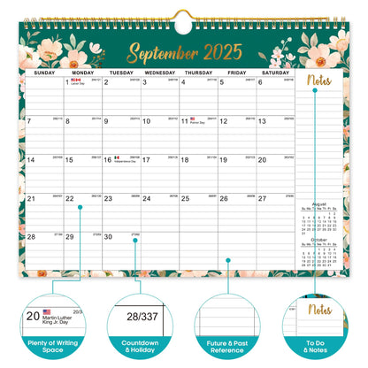 2026 Calendar, Monthly Wall Calendar from October 2025 to June 2027, 11.5" x 14.7", Spiral Binding Hanging Wall Calendar, Perfect for Home or Office,Floral