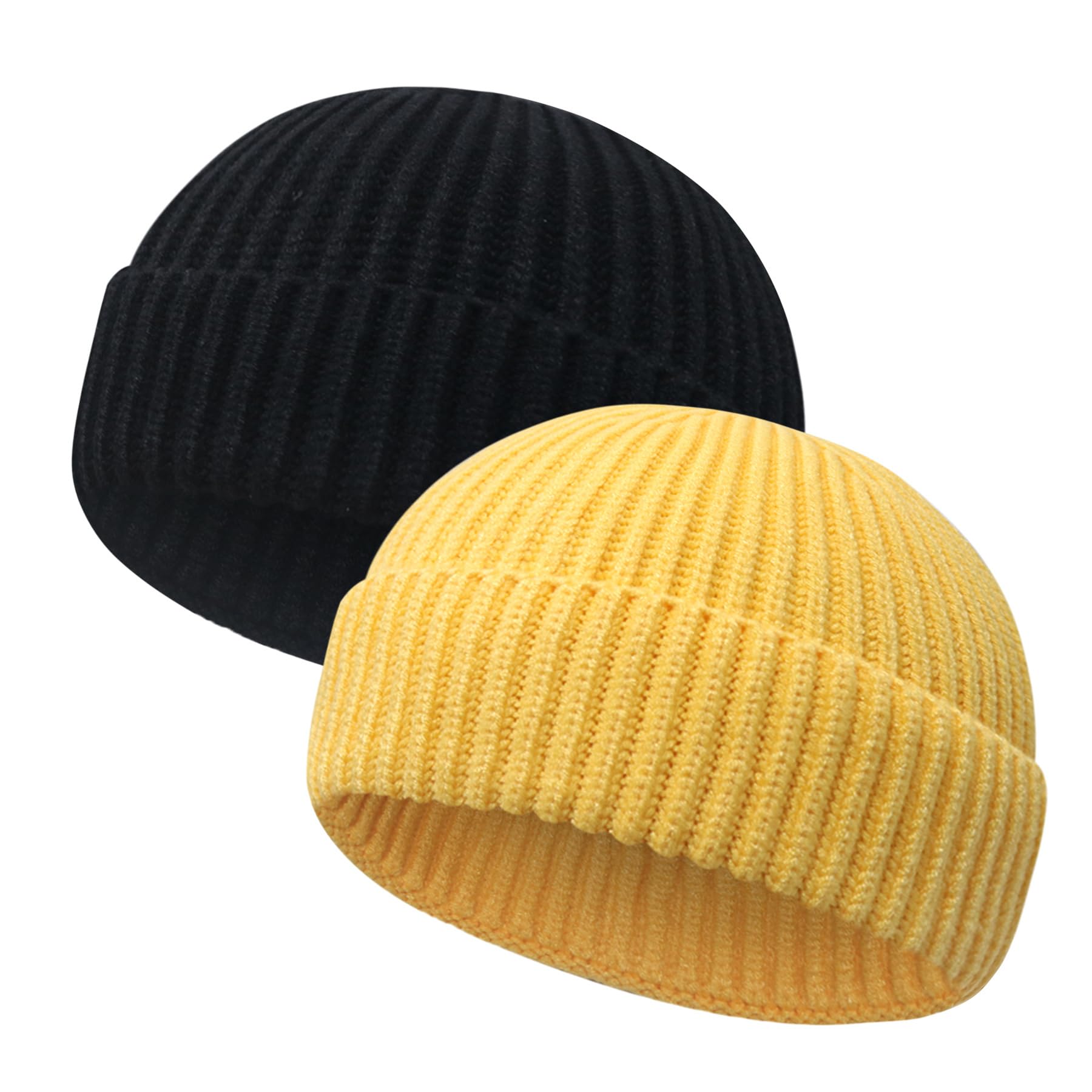 Wool Fisherman Beanies for Men Women Short Cuff Knit Beanie Winter Warm Hats Trawler Hat Stylish Watch Cap