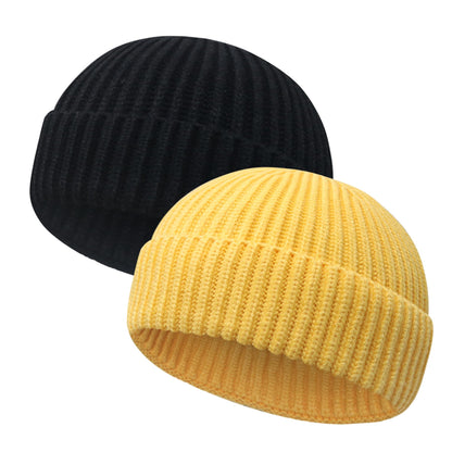 Wool Fisherman Beanies for Men Women Short Cuff Knit Beanie Winter Warm Hats Trawler Hat Stylish Watch Cap