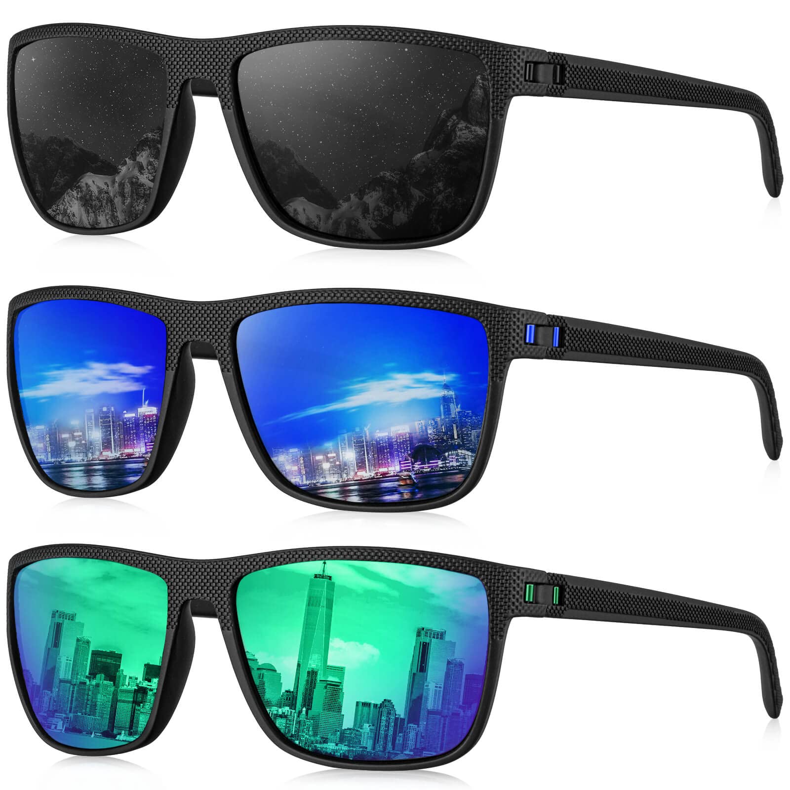 KALIYADI Polarized Sunglasses for Men, Lightweight Sun Glasses with UV Protection for Driving Fishing Golf