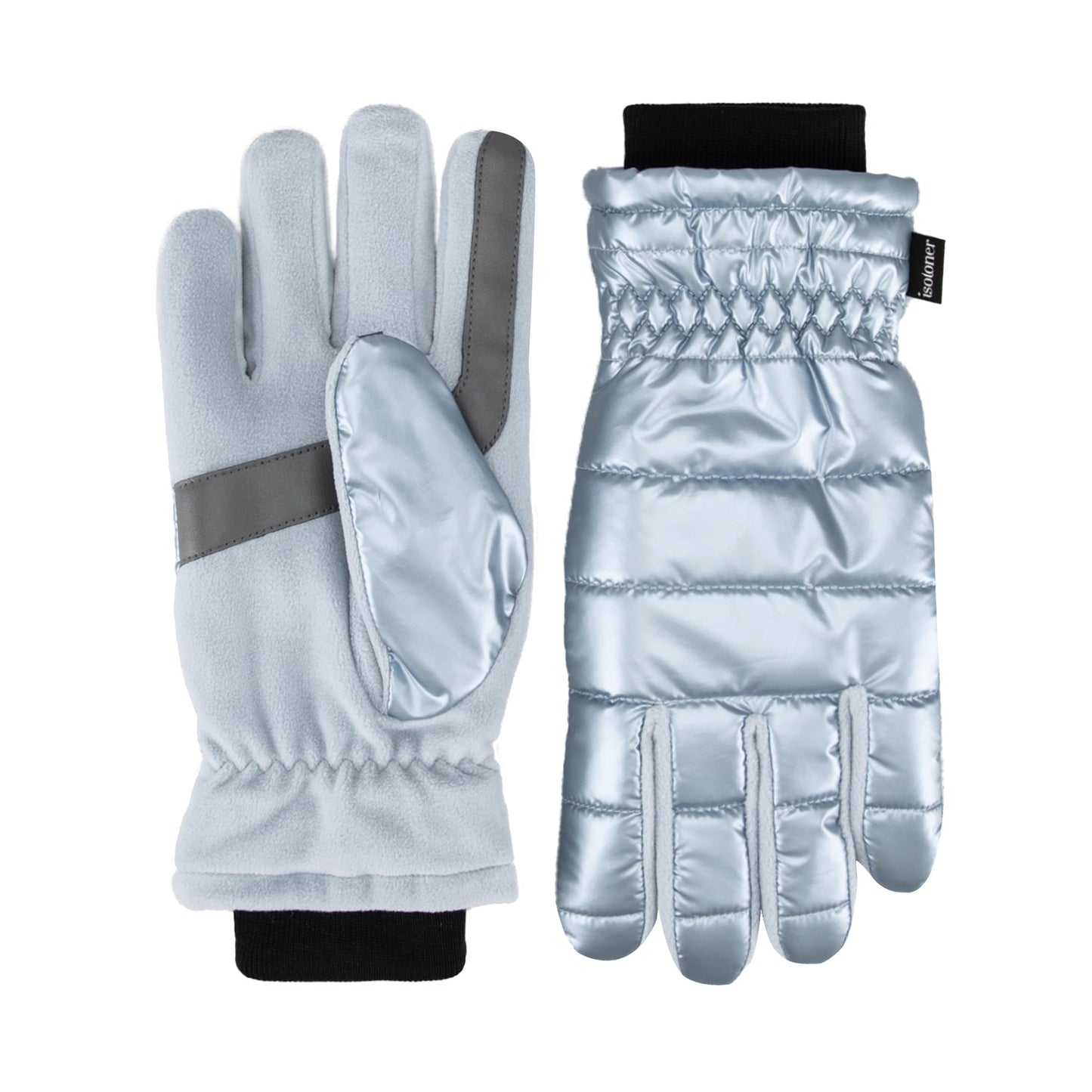 isotoner womens Water Repellent Touchscreen Iridescent Sleekheat Gloves and Flip Top Mittens