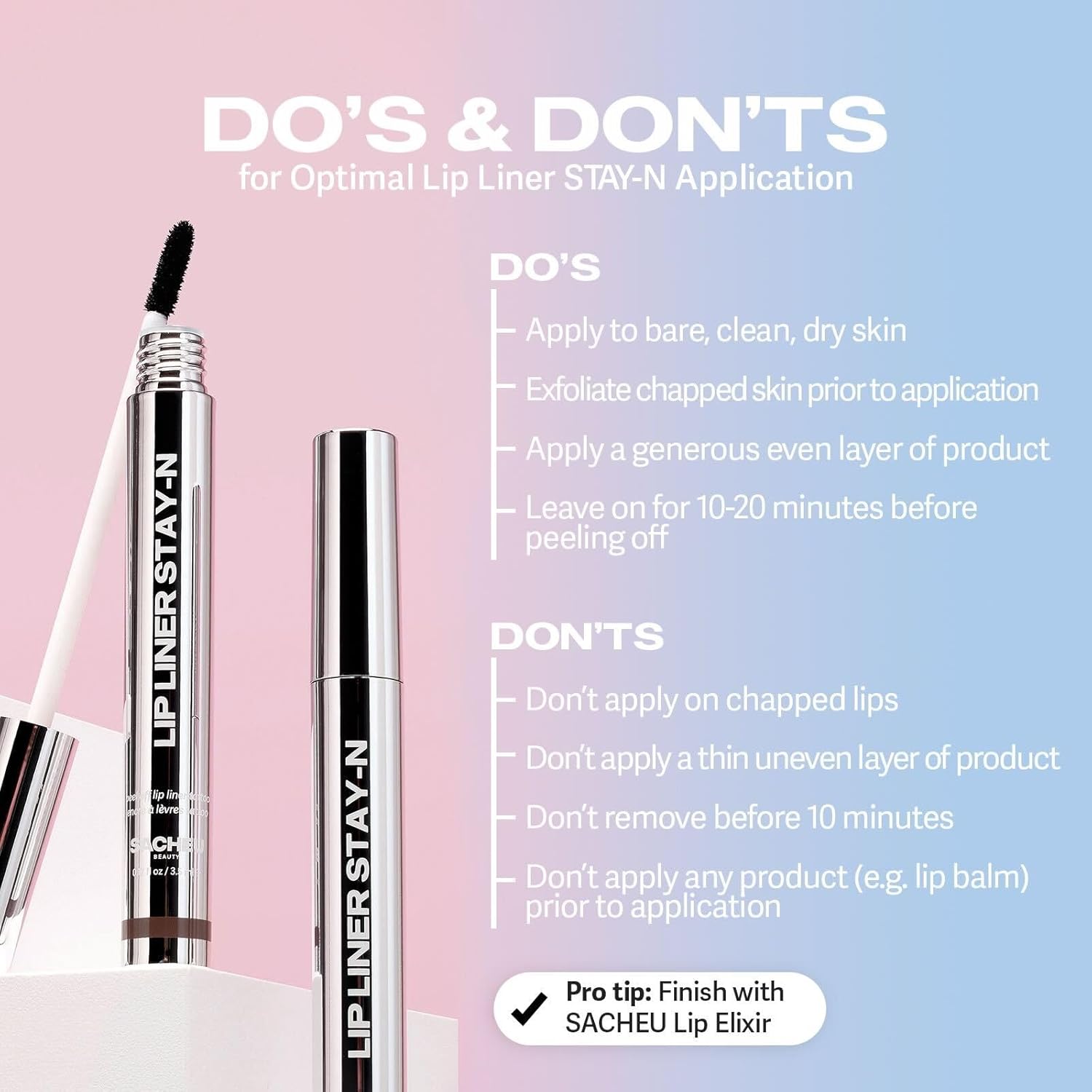Sacheu Lip Liner Stay-N Peel Off Lip Stain — Long Lasting Matte Lip Tattoo Transfer Proof Lipstain Infused with Hyaluronic Acid & Vitamin E for All Skin Types — Vegan & Cruelty-Free, p-INKED