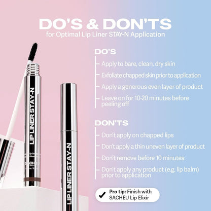 Sacheu Lip Liner Stay-N Peel Off Lip Stain — Long Lasting Matte Lip Tattoo Transfer Proof Lipstain Infused with Hyaluronic Acid & Vitamin E for All Skin Types — Vegan & Cruelty-Free, p-INKED