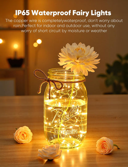 Brightown 14 Pack LED Fairy Lights Battery Operated String Lights, 7ft 20LED Waterproof Silver Wire String Lights, Firefly Starry Moon Lights for Mason Jars DIY Christmas Wedding Party Bedroom