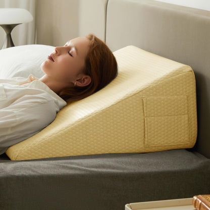 Bedluxe Wedge Pillow,10 inch Bed Wedge Pillow for Headboard, Pillow Wedge for Acid Reflux Relief, Sleeping, After Surgery, Snoring, Gerd, Triangle Pillow Wedge - Cooling Memory Foam Top, Grey