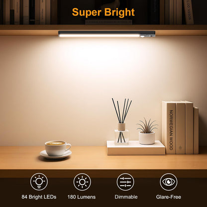 Gritin 10.2inch Under Cabinet Lighting Rechargeable -84 LED Super Bright,3-Color& 5 Level Brightness,4 Modes,Motion Sensor,Long Lasting- Easy Installation Magnetic Under Cabinet Closet Lights -2 Pack