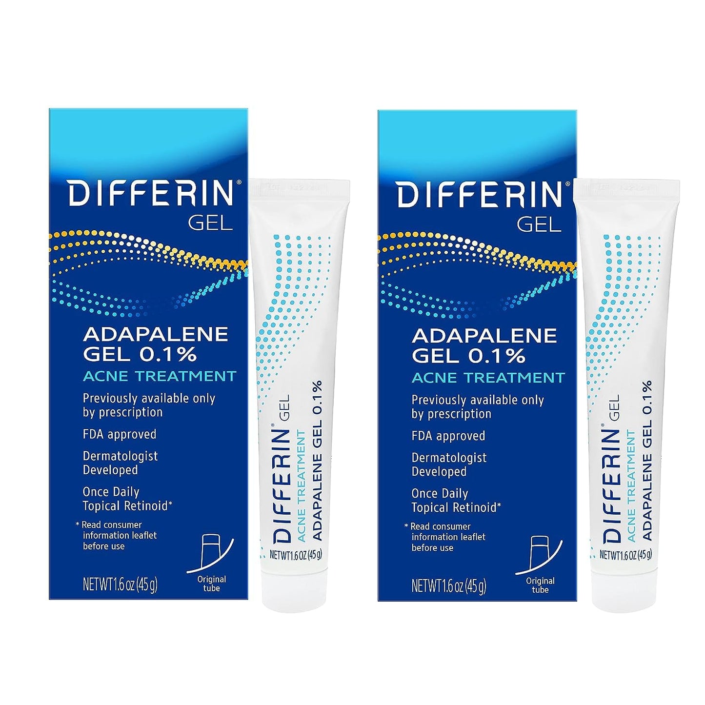 Differin Acne Treatment Gel, 30 Day Supply, Retinoid Treatment for Face with 0.1% Adapalene, Gentle Skin Care for Acne Prone Sensitive Skin, 15g Tube (Packaging May Vary)
