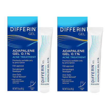 Differin Acne Treatment Gel, 30 Day Supply, Retinoid Treatment for Face with 0.1% Adapalene, Gentle Skin Care for Acne Prone Sensitive Skin, 15g Tube (Packaging May Vary)