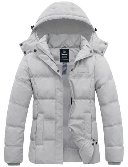 Wantdo Women's Hooded Warm Winter Coat Quilted Thicken Puffer Jacket with Removable Hood
