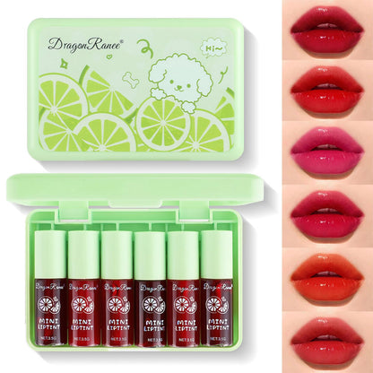 Eakroo 6 Colors Lip Tint Stain Mini Liquid Lipstick, Korean Lip Gloss Moisturizing Natural, Multi-Use Lip and Cheek Tint, Non-Stick Cup, Lightweight, High Pigment, Long-Lasting, Vivid Color