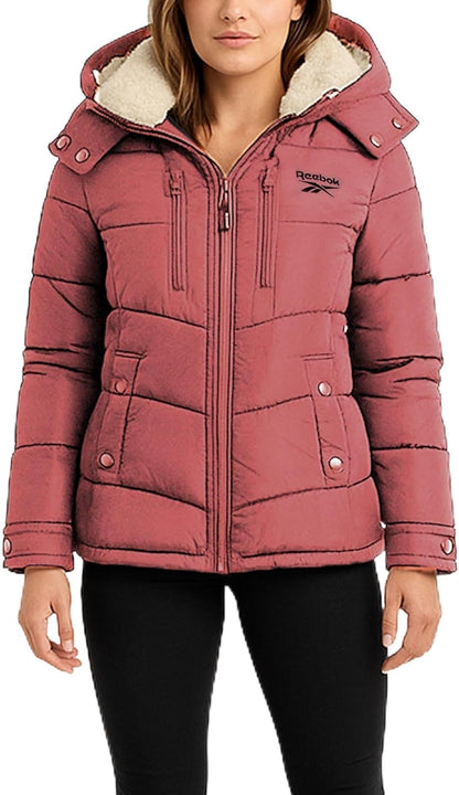 Reebok Womens Puffer Jacket - Heavyweight Puffer Coat with Faux Fur Trim Hood - Outerwear Down Winter Jackets for Women