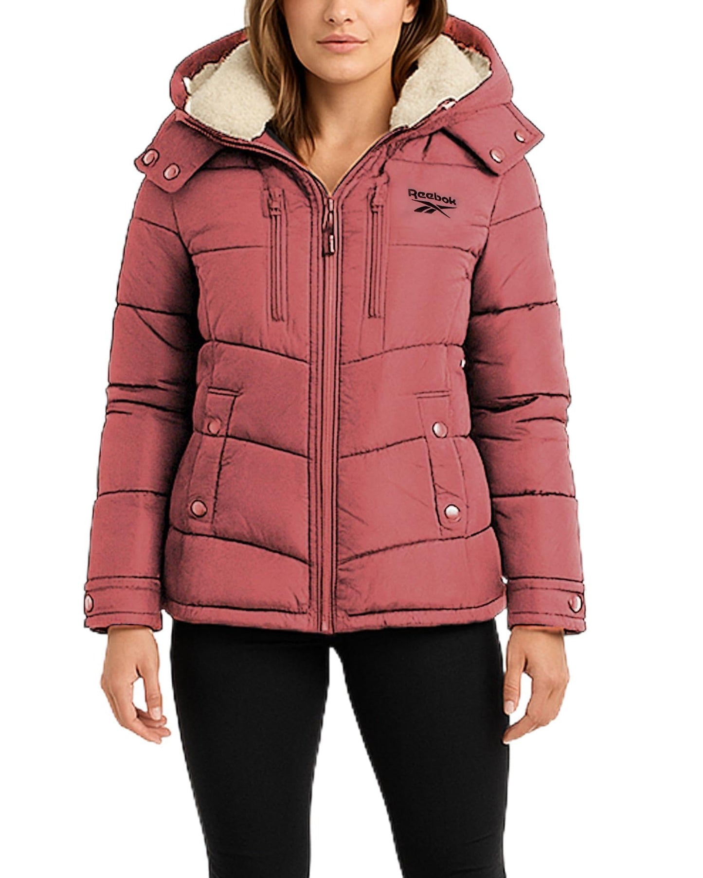 Reebok Womens Puffer Jacket - Heavyweight Puffer Coat with Faux Fur Trim Hood - Outerwear Down Winter Jackets for Women