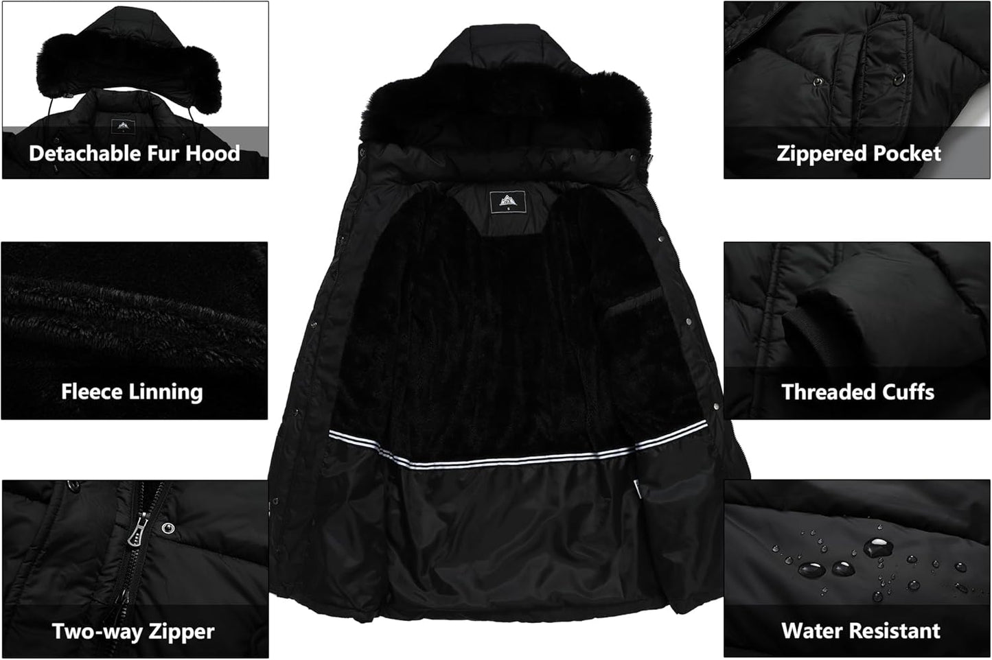 GOLDLADIES Women's Winter Coat Long Waterproof Parka - Warm Snow Jacket for Women,Windproof Winter Jacket for Cold Weather