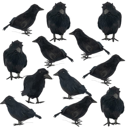 Dazzle Bright 6Pack Halloween Black Feathered Crows Decor, Holiday Decoration for Indoor Outdoor Home Yard Garden Party Carnival Supplies