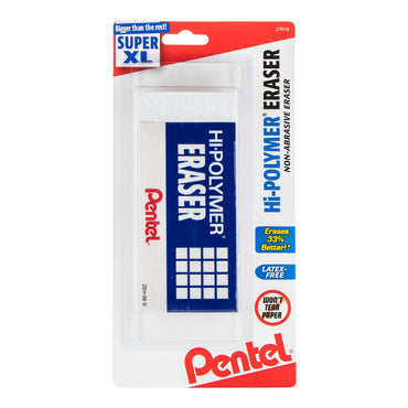 Pentel Arts Hi-Polymer White Cap Erasers, Pack of 10 (ZEH02PABP10)