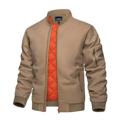 KEFITEVD Men's Jacket Casual Windproof Bomber Jackets Full Zip Windbreaker Warm Winter Padded Coats