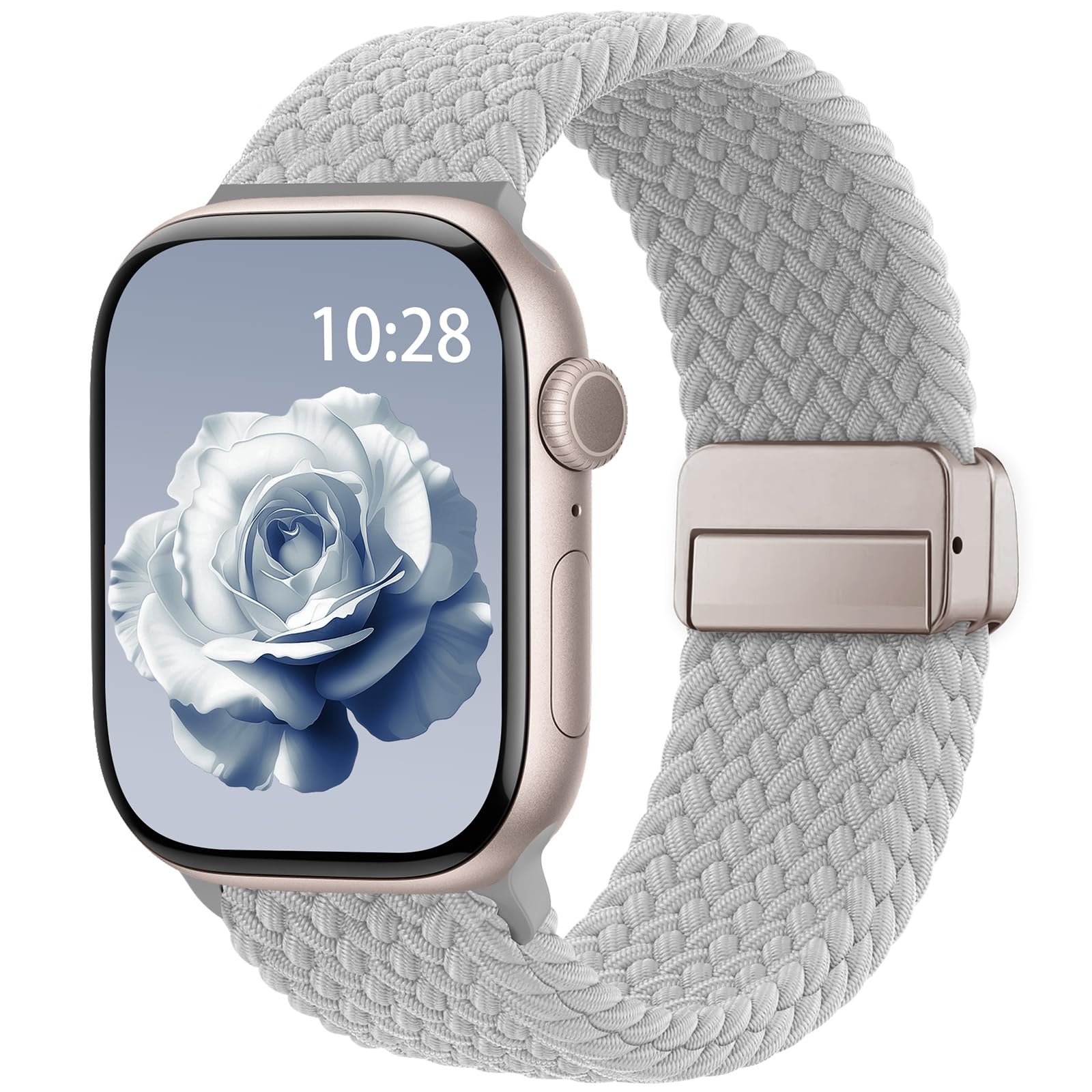 Braided Stretchy Band Compatible with Apple Watch Bands 38mm 40mm 41mm 42mm 44mm 45mm 46mm 49mm Women Men, Soft Nylon Solo Loop Magnetic Sport Strap for iWatch Series 10 9 8 7 6 5 4 3 2 1 SE Ultra