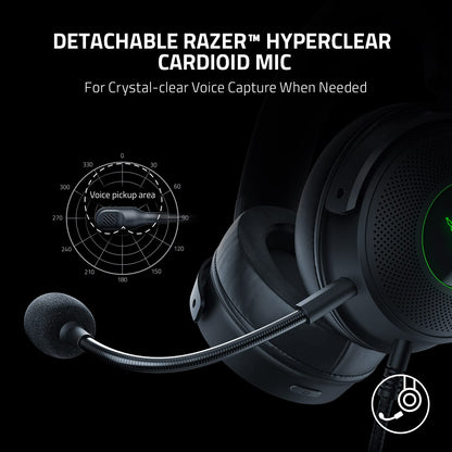 Razer Kraken V3 X Wired USB Gaming Headset: Lightweight Build - Triforce 40mm Drivers - HyperClear Cardioid Mic - 7.1 Surround Sound - Chroma RGB Lighting - Black