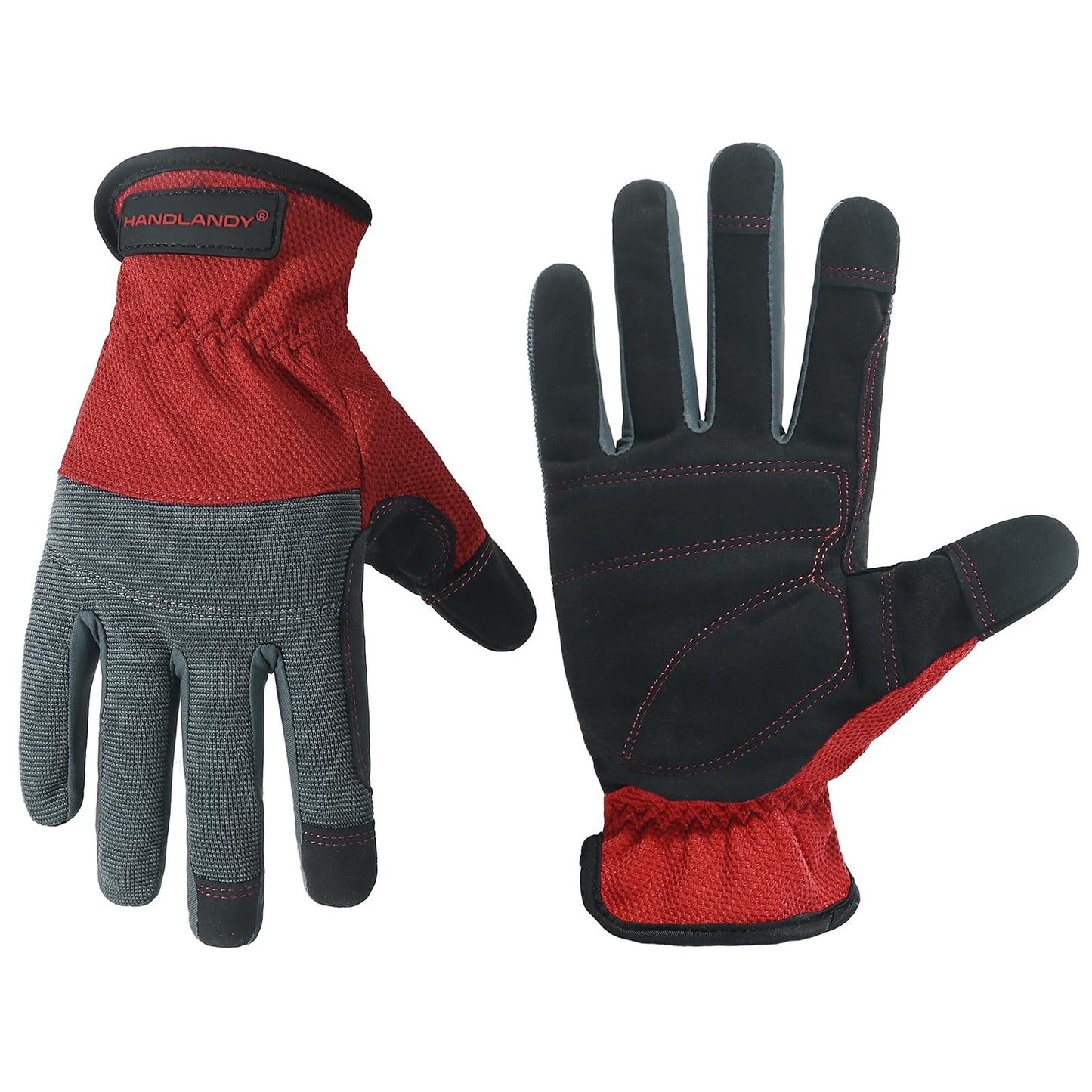 HANDLANDY Work Gloves for Men & Women, Utility Mechanic Working Gloves Touch Screen, Flexible Yard Work Gloves