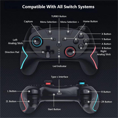 Matbip 2 Pack wireless controller for P4, wireless P4 controller with dual vibration, Turbo, type-c port (Black and White) Radio