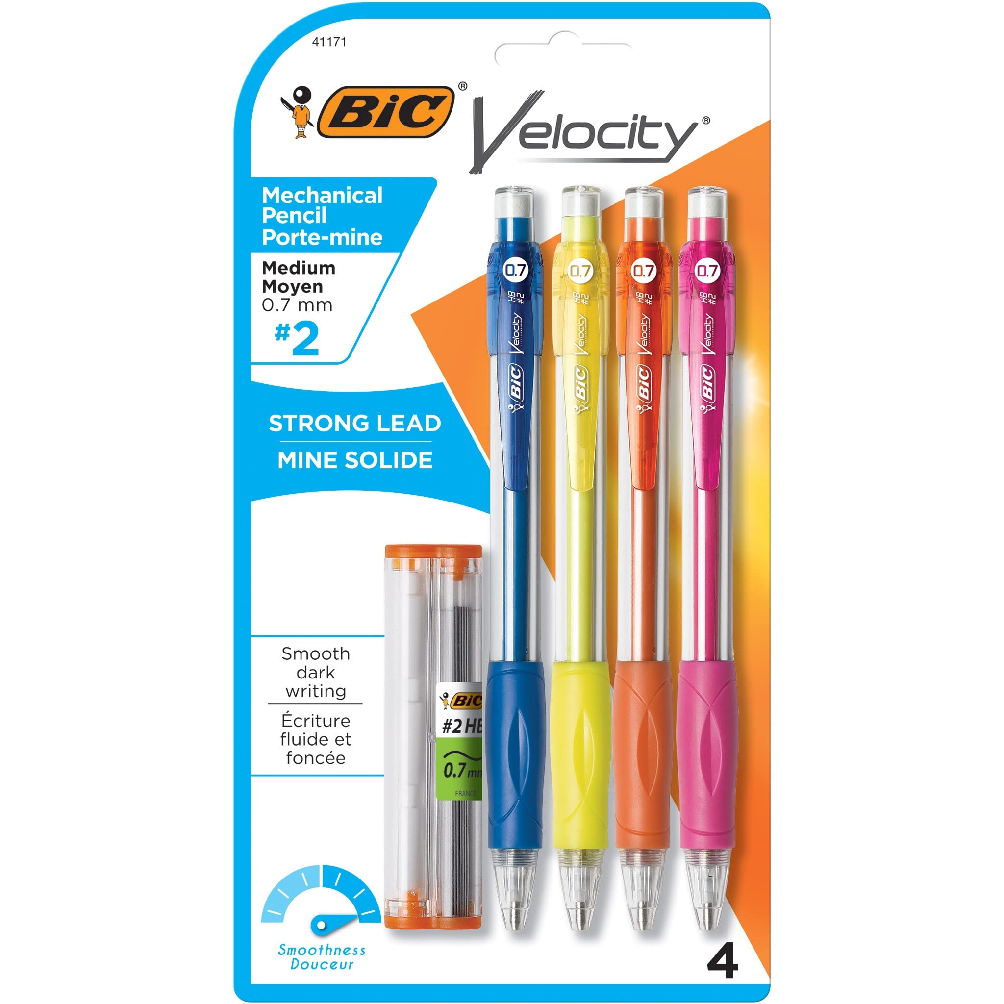 BIC Velocity Colored Lead Mechanical Pencils, Assorted Colors, 6-Pack, Colored Pencils for Classrooms and School Supplies