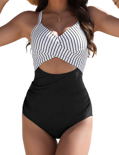 Buauty Women's One Piece Swimsuit Tummy Control Bathing Suits Sexy Cutout Swimwear Full Coverage Swim Suits for Women 2025
