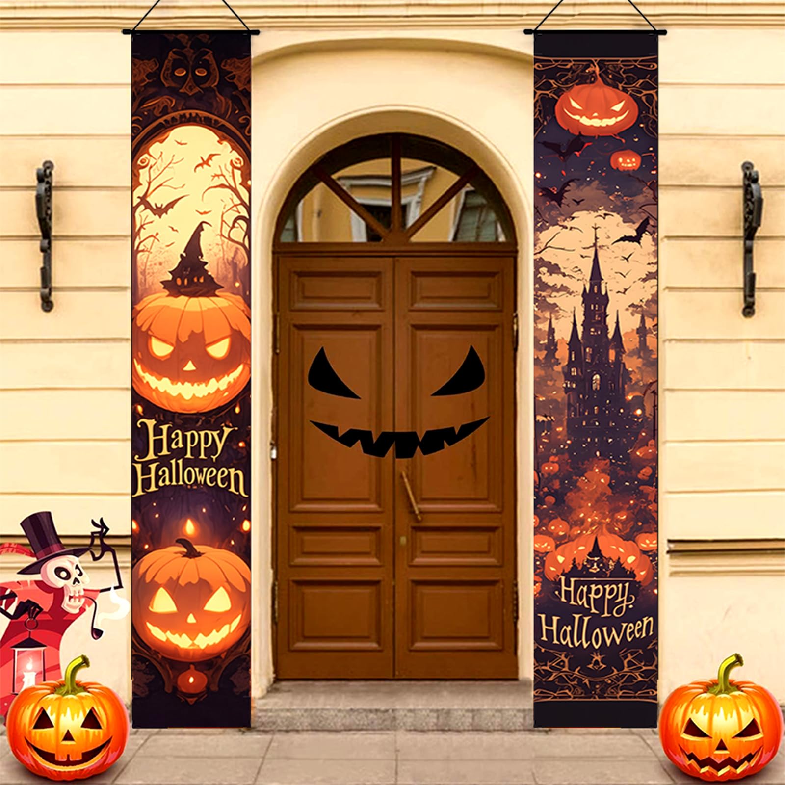 Halloween Decor Decorations Outdoor Indoor, Happy Halloween Banners Porch Signs for Front Door Outside Yard Garland Party Supplies (5)