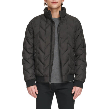 DKNY Men’s Diamond Quilted Puffer Jacket, Black, XXL