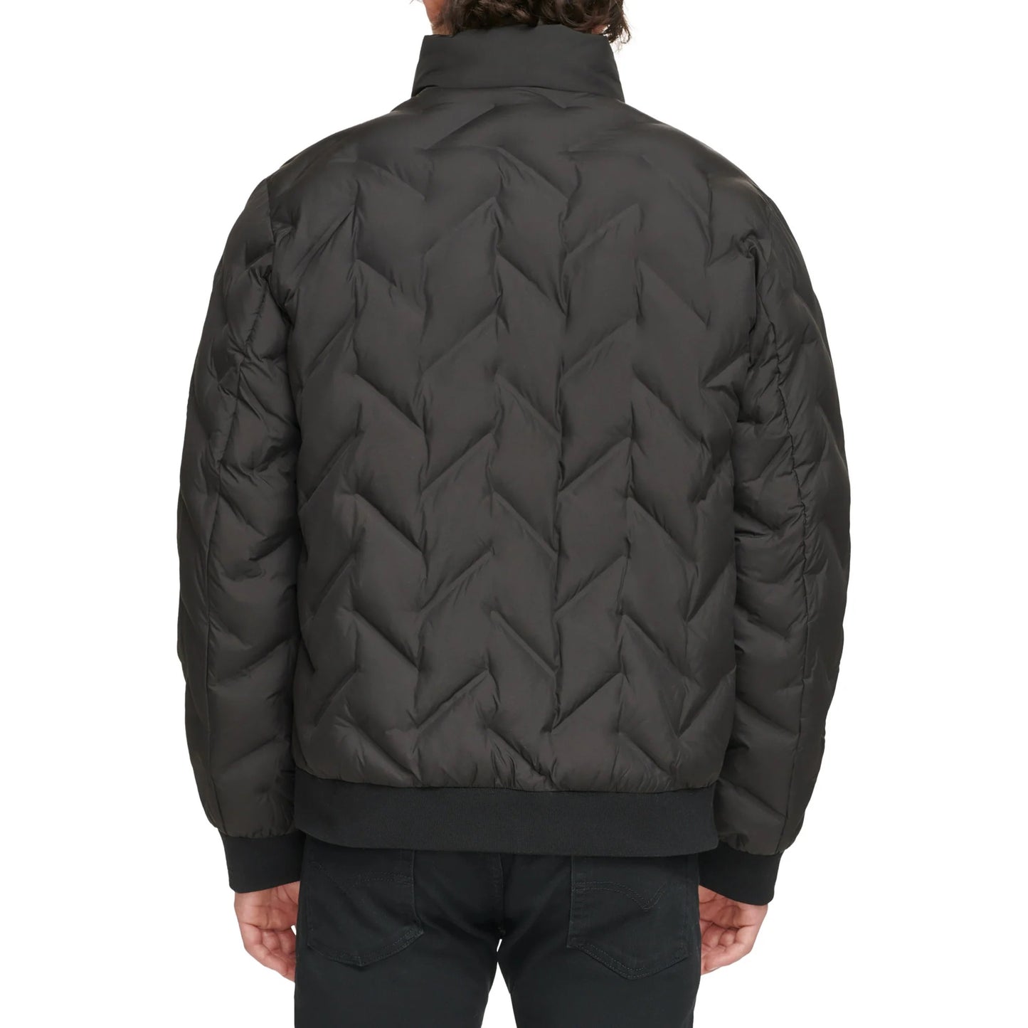 DKNY Men’s Diamond Quilted Puffer Jacket, Black, XXL