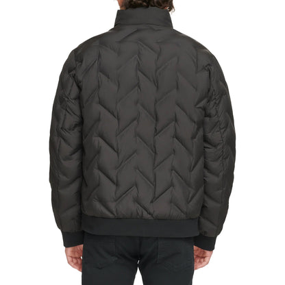 DKNY Men’s Diamond Quilted Puffer Jacket, Black, XXL