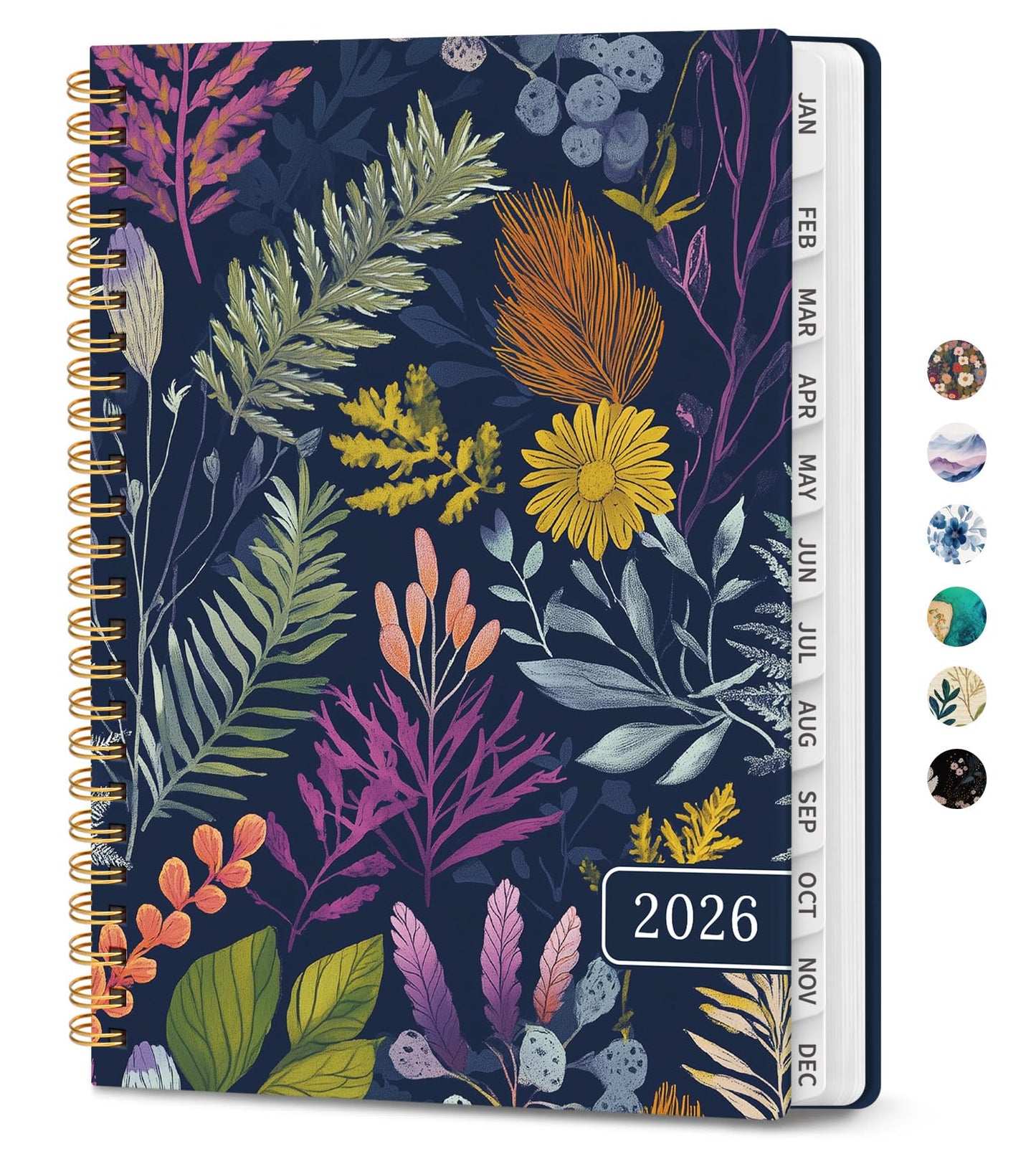 Hardcover 2026 Planner, Weekly and Monthly Calendar, Jan - Dec 2026 Planner Book with Tabs for Women, Inner Pocket, Spiral Bound, Perfect for Office/Home/School Supplies, Petals, A5, 6.3" x 8.5"